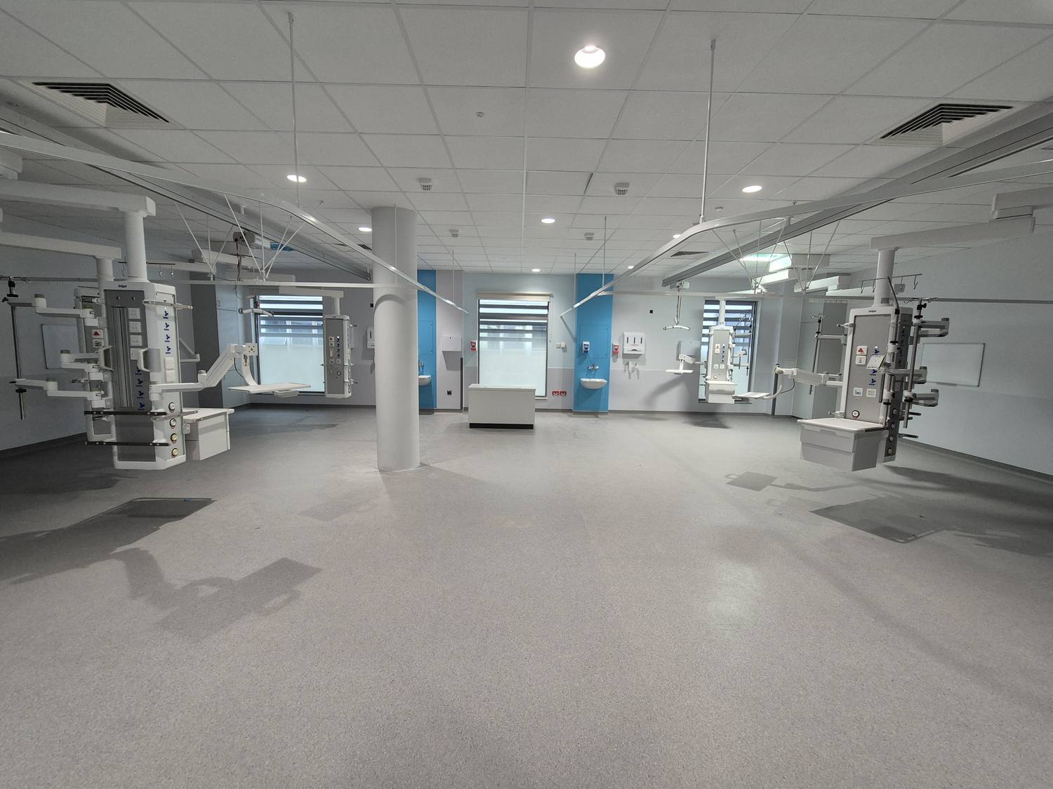 Critical care bay with bedhead pendants, Luton & Dunstable University Hospital